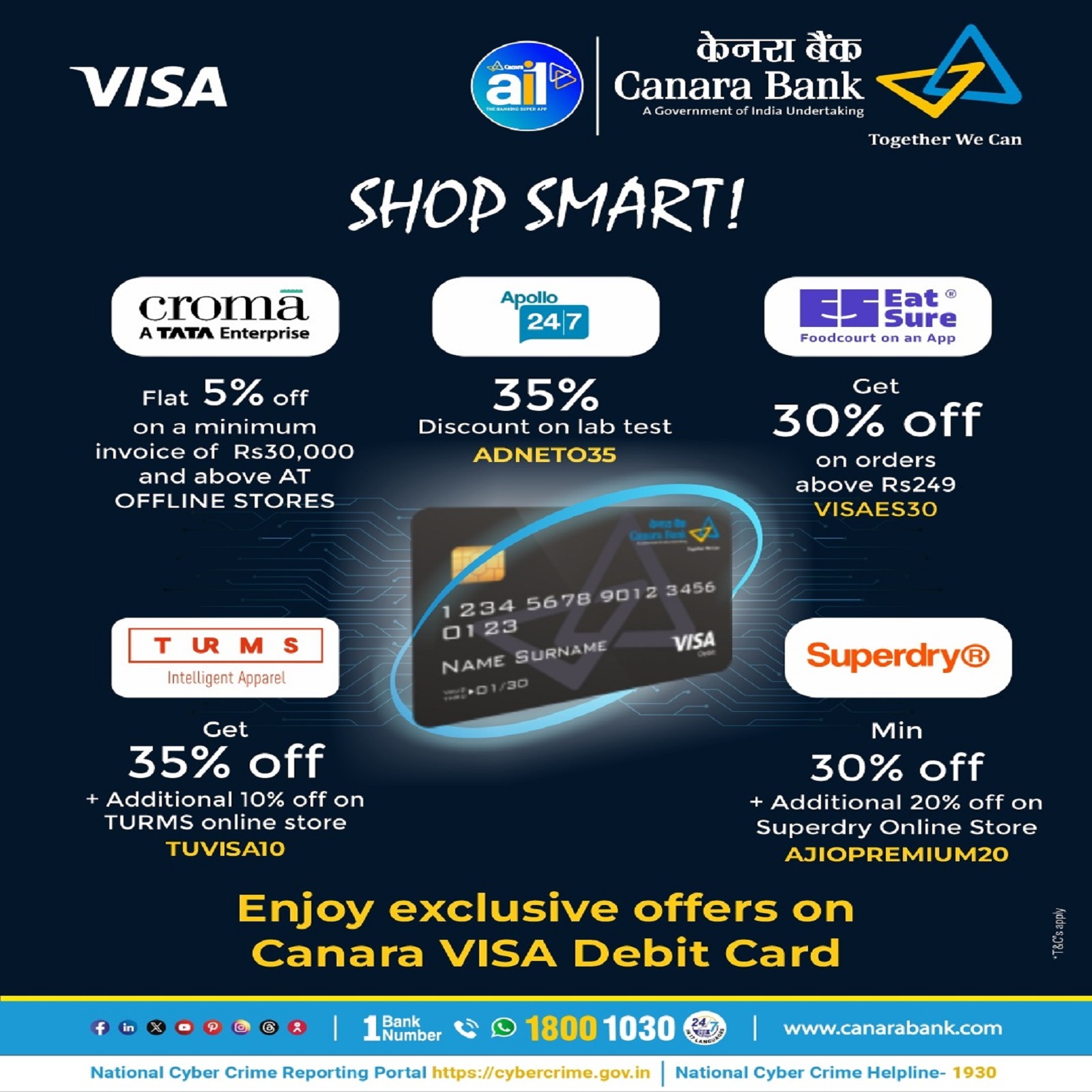 Canara VISA Debit Card offer